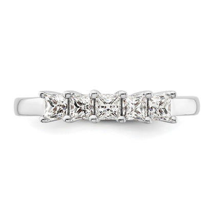 14K Weißgold Ehering mit 5 natürlichen Diamanten