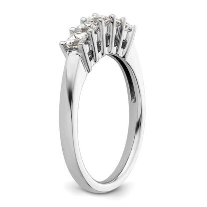 14K Weißgold Ehering mit 5 natürlichen Diamanten