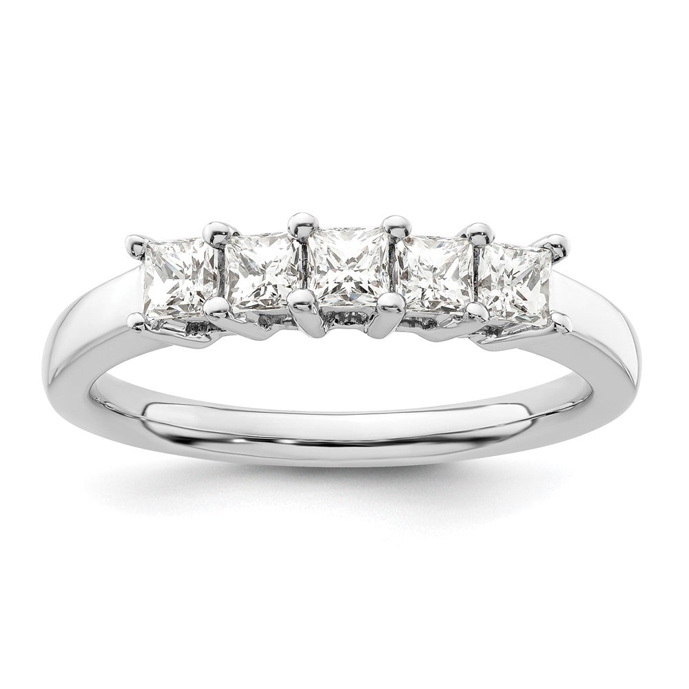14K Weißgold Ehering mit 5 natürlichen Diamanten