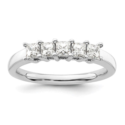 14K Weißgold Ehering mit 5 natürlichen Diamanten
