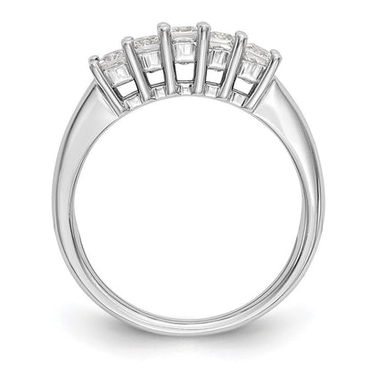 14K Weißgold Ehering mit 5 natürlichen Diamanten
