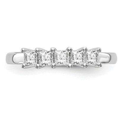 14K Weißgold Ehering mit 5 natürlichen Diamanten