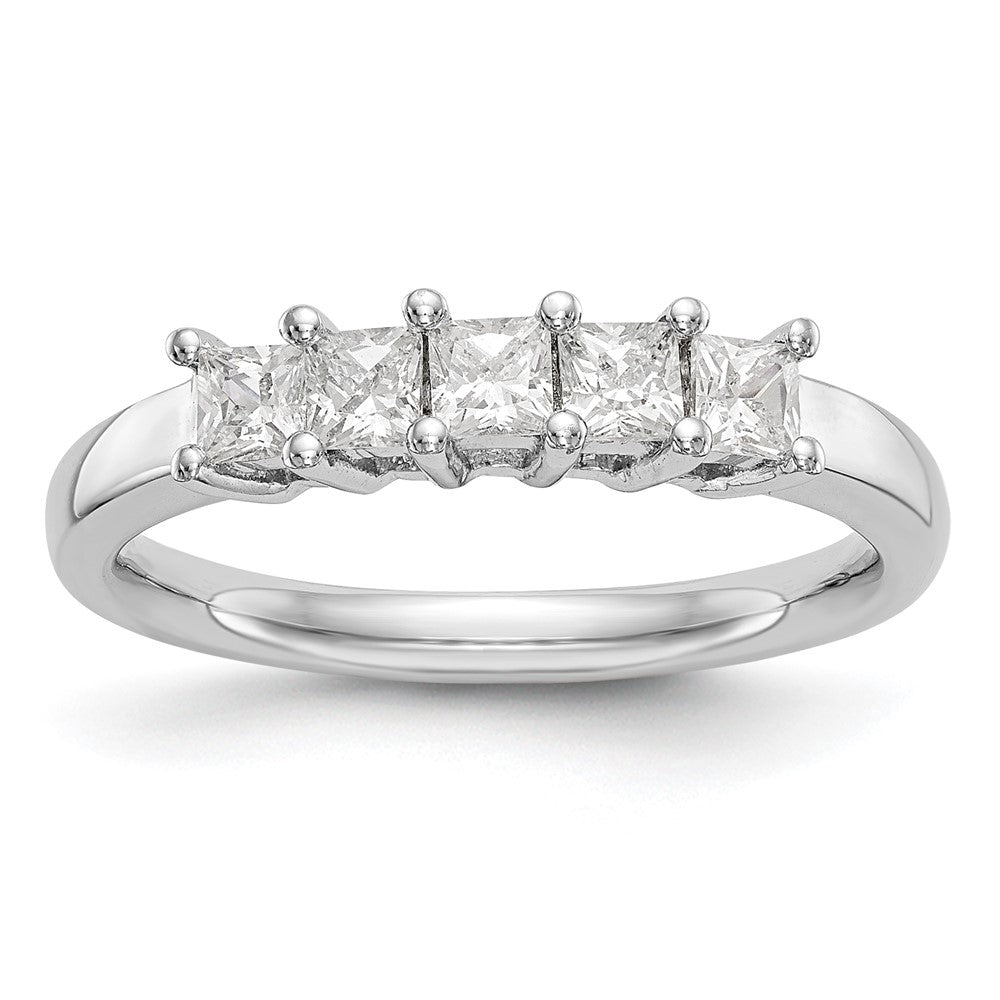 14K Weißgold Ehering mit 5 natürlichen Diamanten