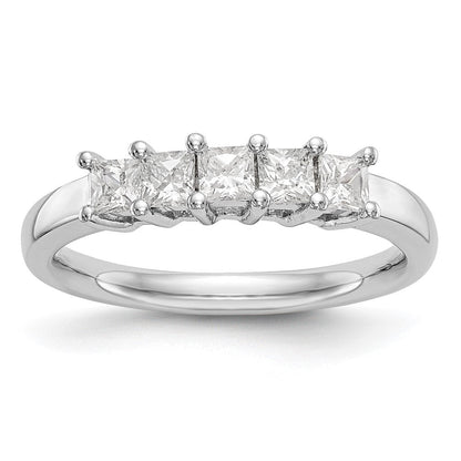 14K Weißgold Ehering mit 5 natürlichen Diamanten