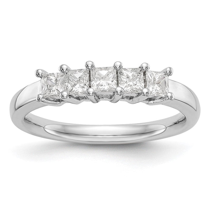 14K Weißgold Ehering mit 5 natürlichen Diamanten, 0,925 ct. Gesamtgewicht