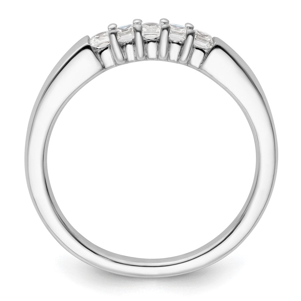 14K Weißgold Ehering mit 5 Diamanten