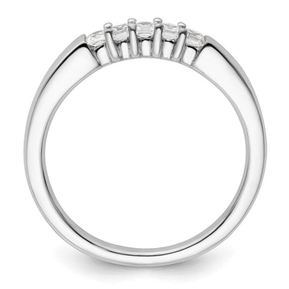 14K Weißgold Ehering mit 5 Diamanten