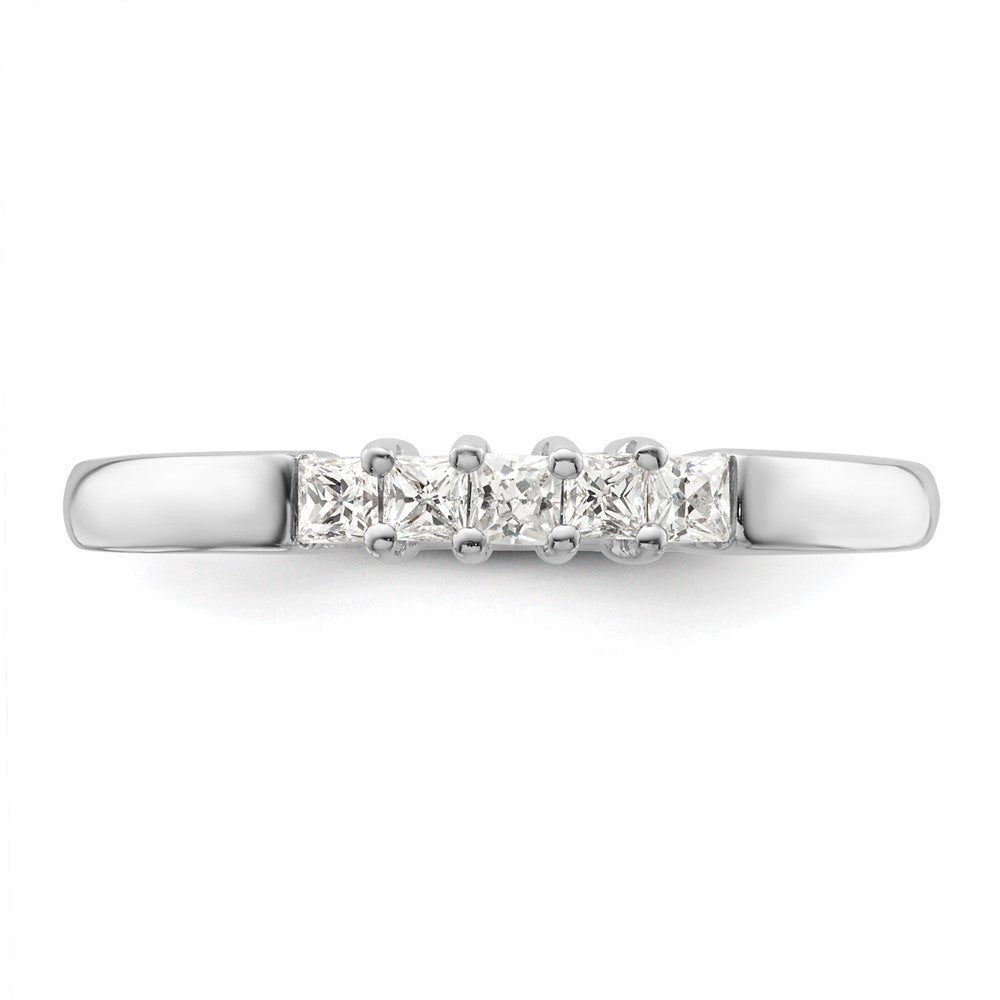 14K Weißgold Ehering mit 5 Diamanten