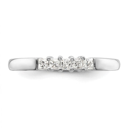 14K Weißgold Ehering mit 5 Diamanten