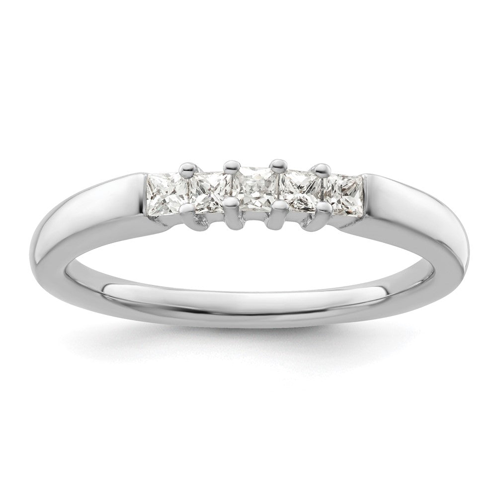 14K Weißgold Ehering mit 5 Diamanten