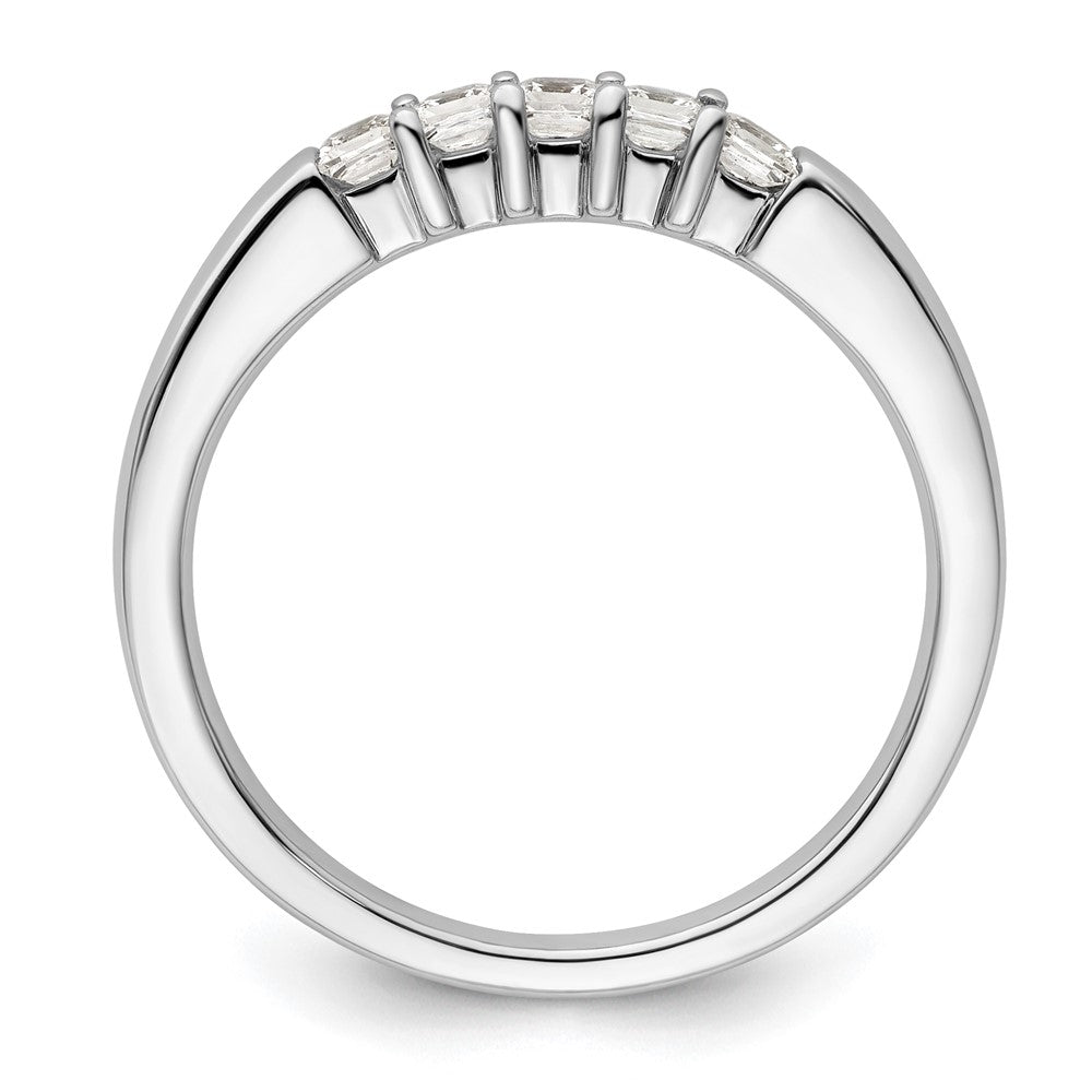 585 Weißgold Ehering mit 5 echten Diamanten