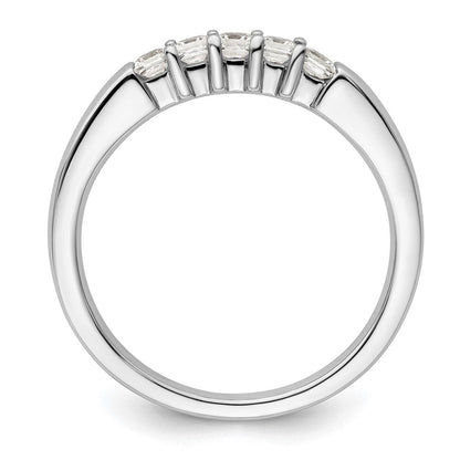 585 Weißgold Ehering mit 5 echten Diamanten