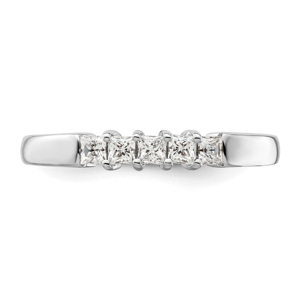 585 Weißgold Ehering mit 5 echten Diamanten