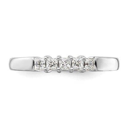 585 Weißgold Ehering mit 5 echten Diamanten