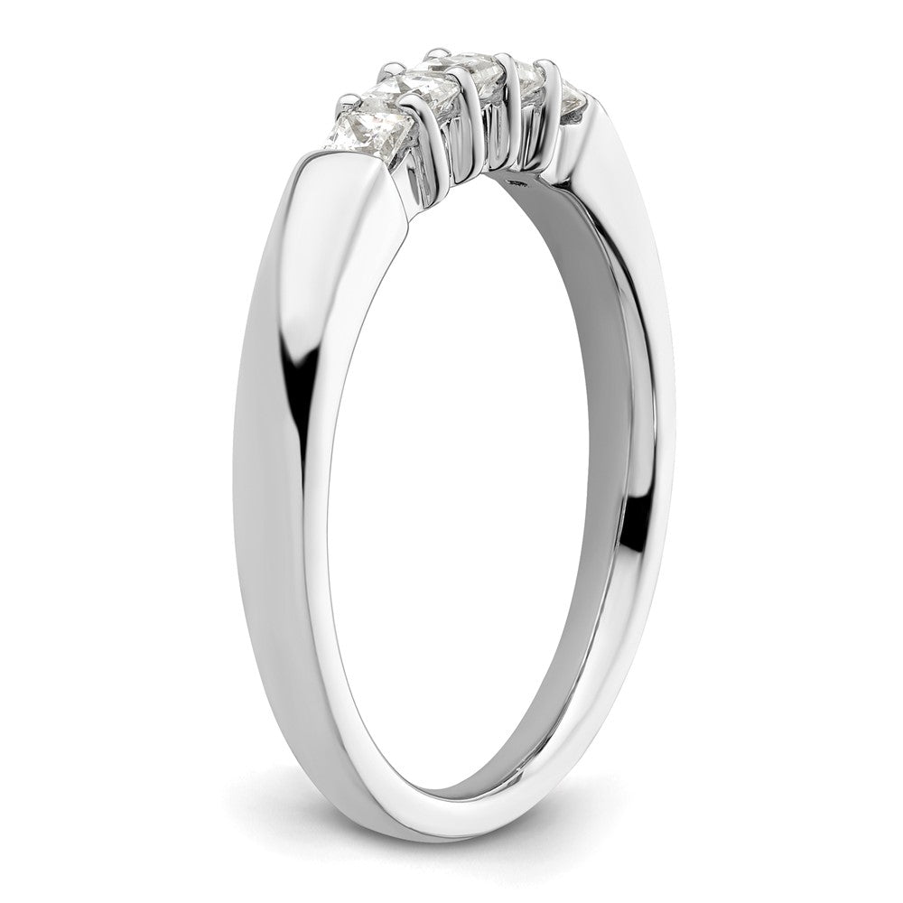 585 Weißgold Ehering mit 5 echten Diamanten