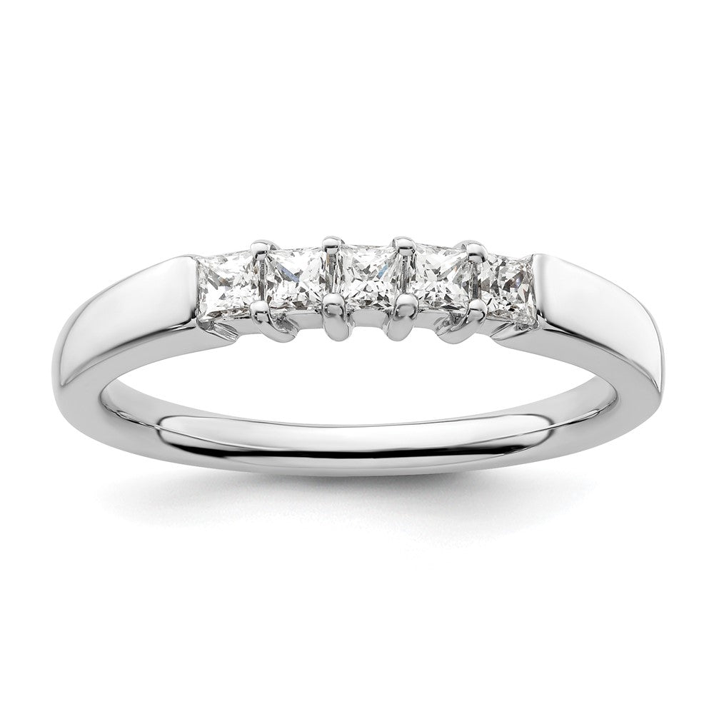 585 Weißgold Ehering mit 5 echten Diamanten
