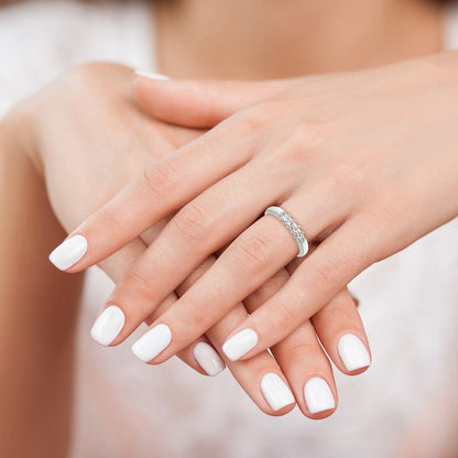 14K Weißgold Ehering mit 5 Diamanten