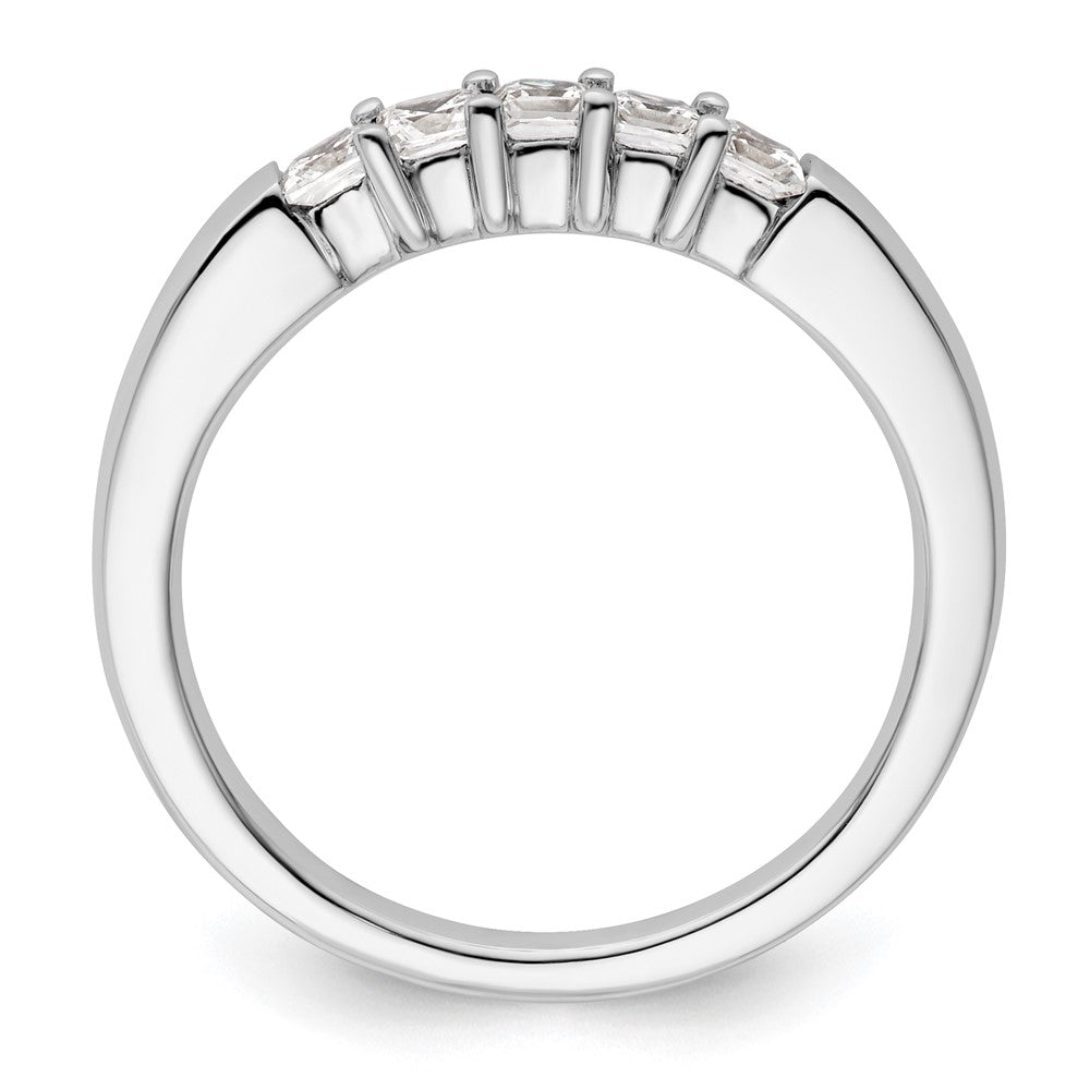 14K Weißgold Ehering mit 5 Diamanten