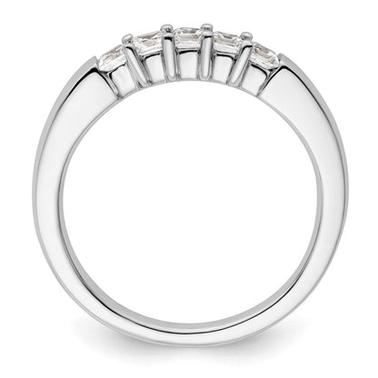 14K Weißgold Ehering mit 5 Diamanten