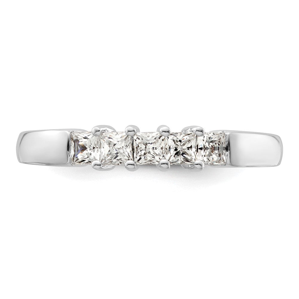 14K Weißgold Ehering mit 5 Diamanten