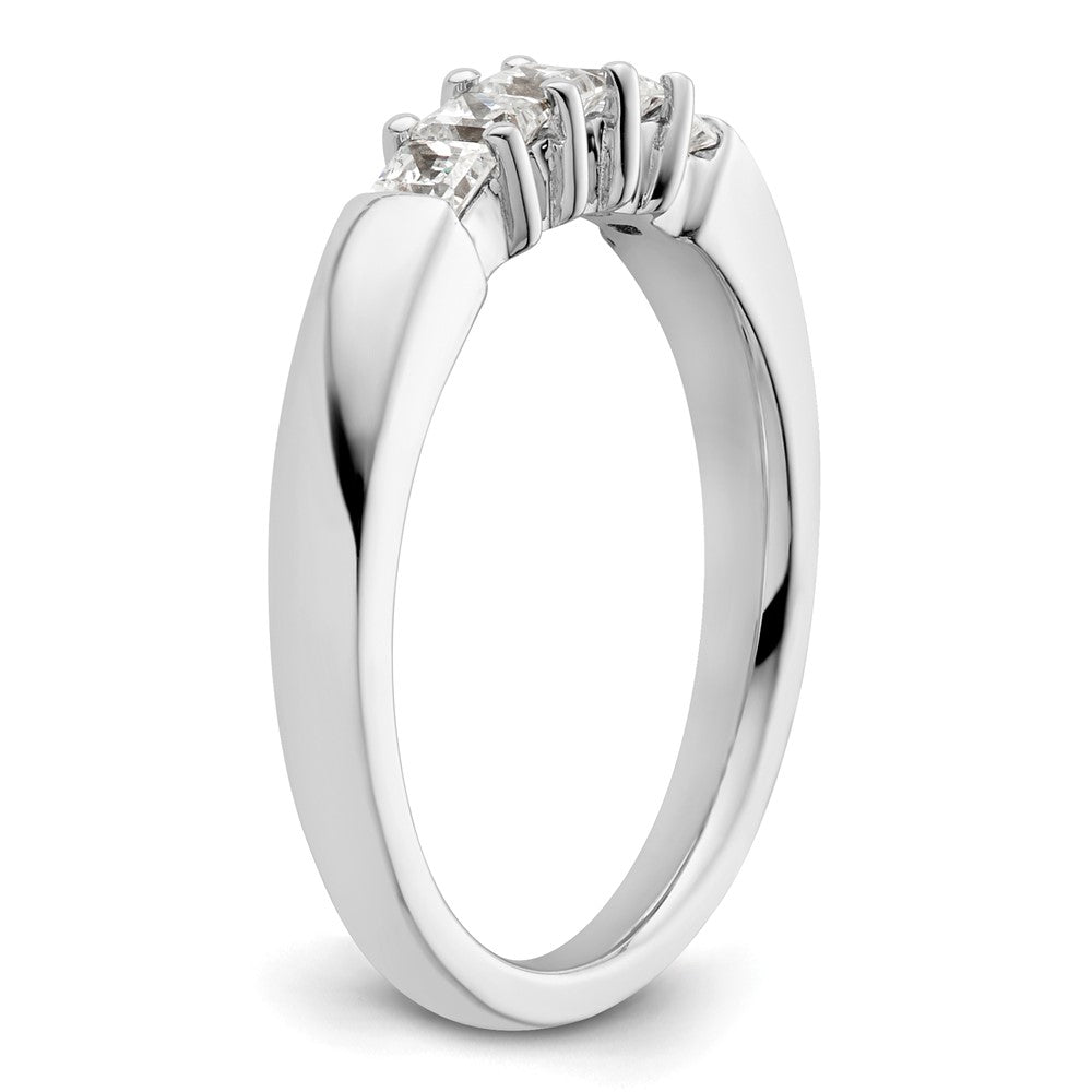 14K Weißgold Ehering mit 5 Diamanten