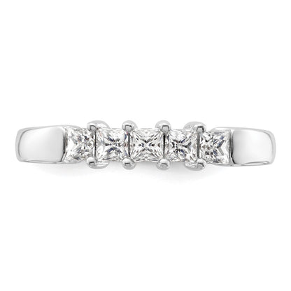 14K Weißgold Diamant-Ring mit 5 Steinen