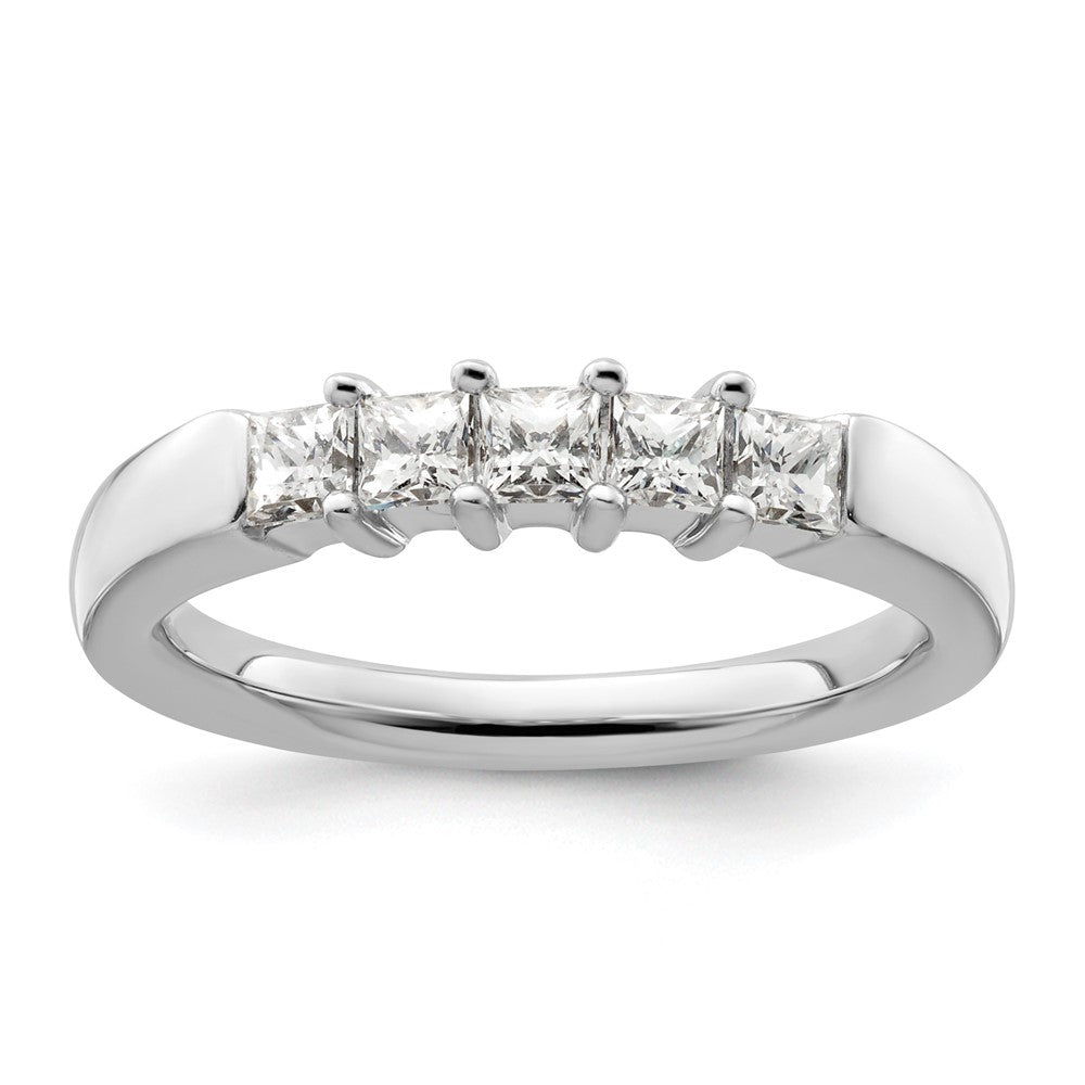 14K Weißgold Diamant-Ring mit 5 Steinen