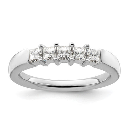 14K Weißgold Diamant-Ring mit 5 Steinen
