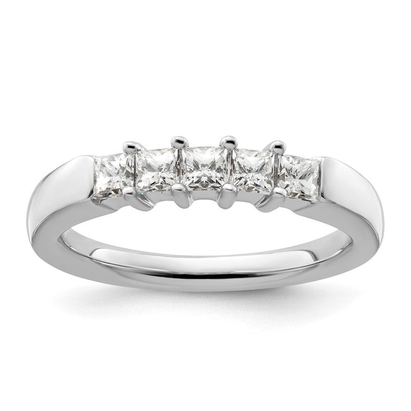 14K Weißgold Diamant-Ring mit 5 Steinen