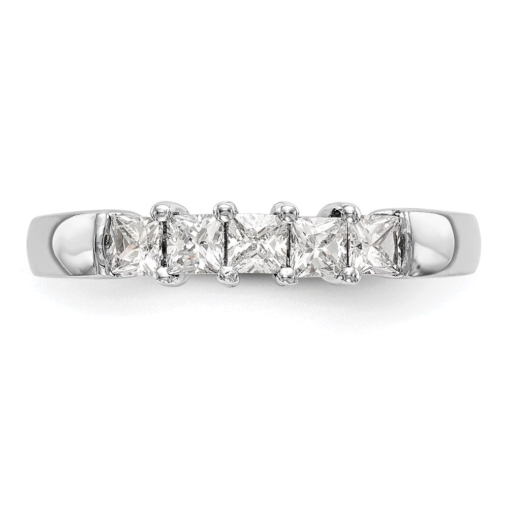 585 Weißgold Ehering mit 5 natürlichen Diamanten