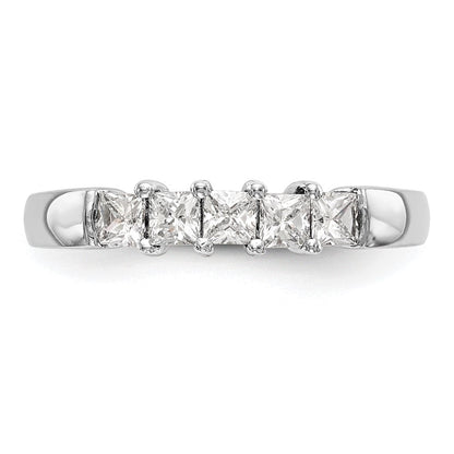 585 Weißgold Ehering mit 5 natürlichen Diamanten