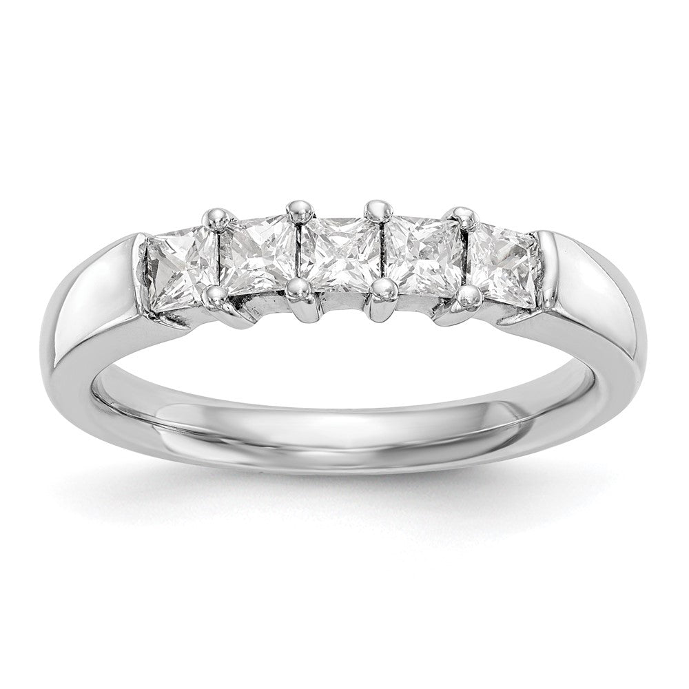 585 Weißgold Ehering mit 5 natürlichen Diamanten