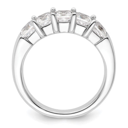 14K Weißgold Ehering mit 5 natürlichen Diamanten