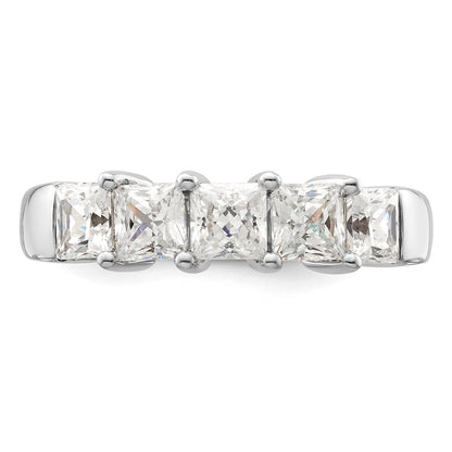 14K Weißgold Ehering mit 5 natürlichen Diamanten