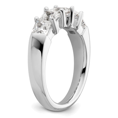 14K Weißgold Ehering mit 5 natürlichen Diamanten