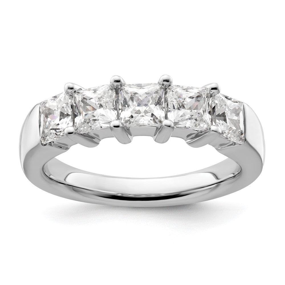 14K Weißgold Ehering mit 5 natürlichen Diamanten