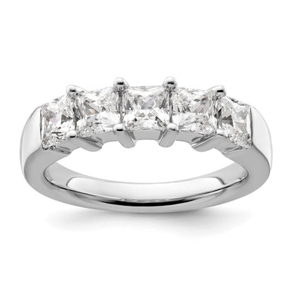 14K Weißgold Ehering mit 5 natürlichen Diamanten