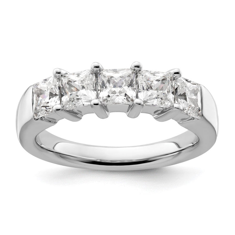 14K Weißgold Ehering mit 5 natürlichen Diamanten, 1,5 ct. Gesamtgewicht