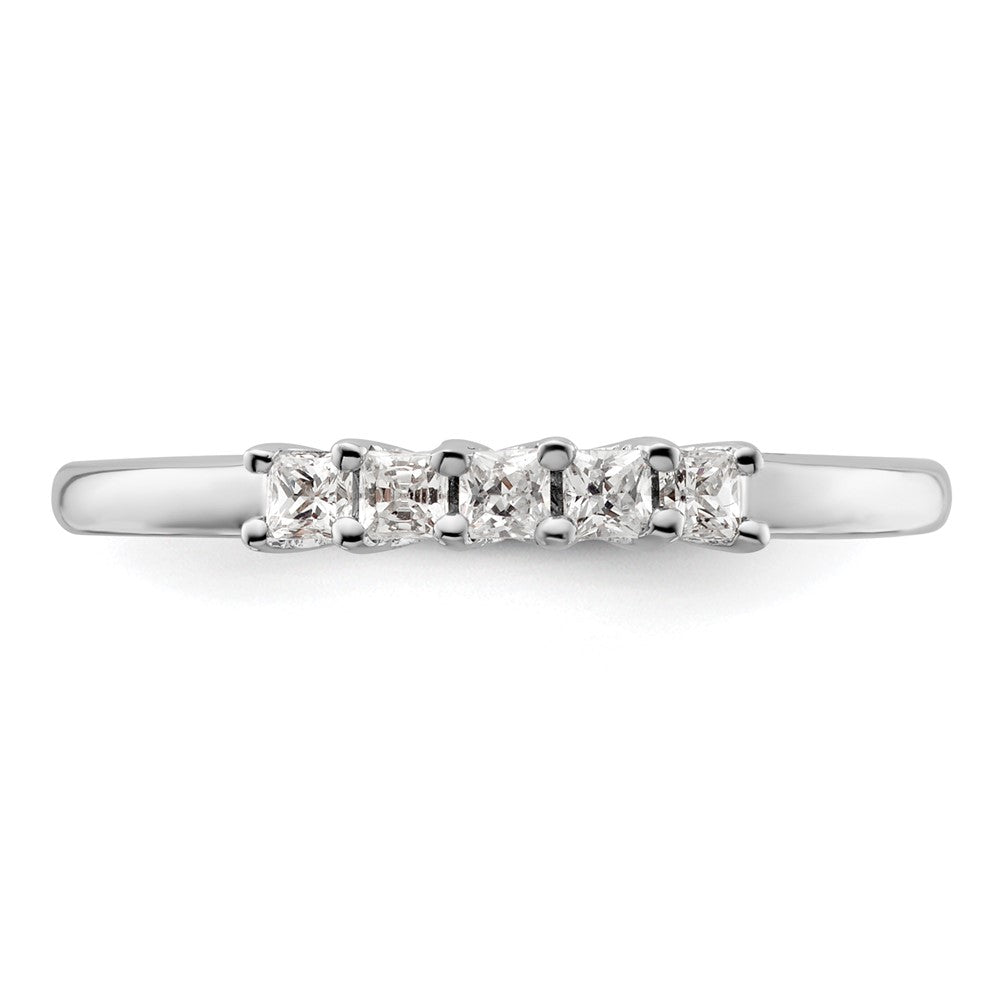 14K Weißgold Ehering mit 5 natürlichen Diamanten