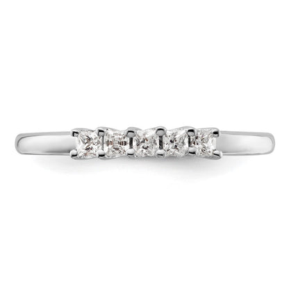 14K Weißgold Ehering mit 5 natürlichen Diamanten