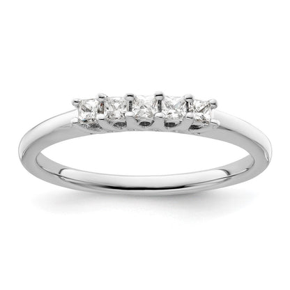 14K Weißgold Ehering mit 5 natürlichen Diamanten