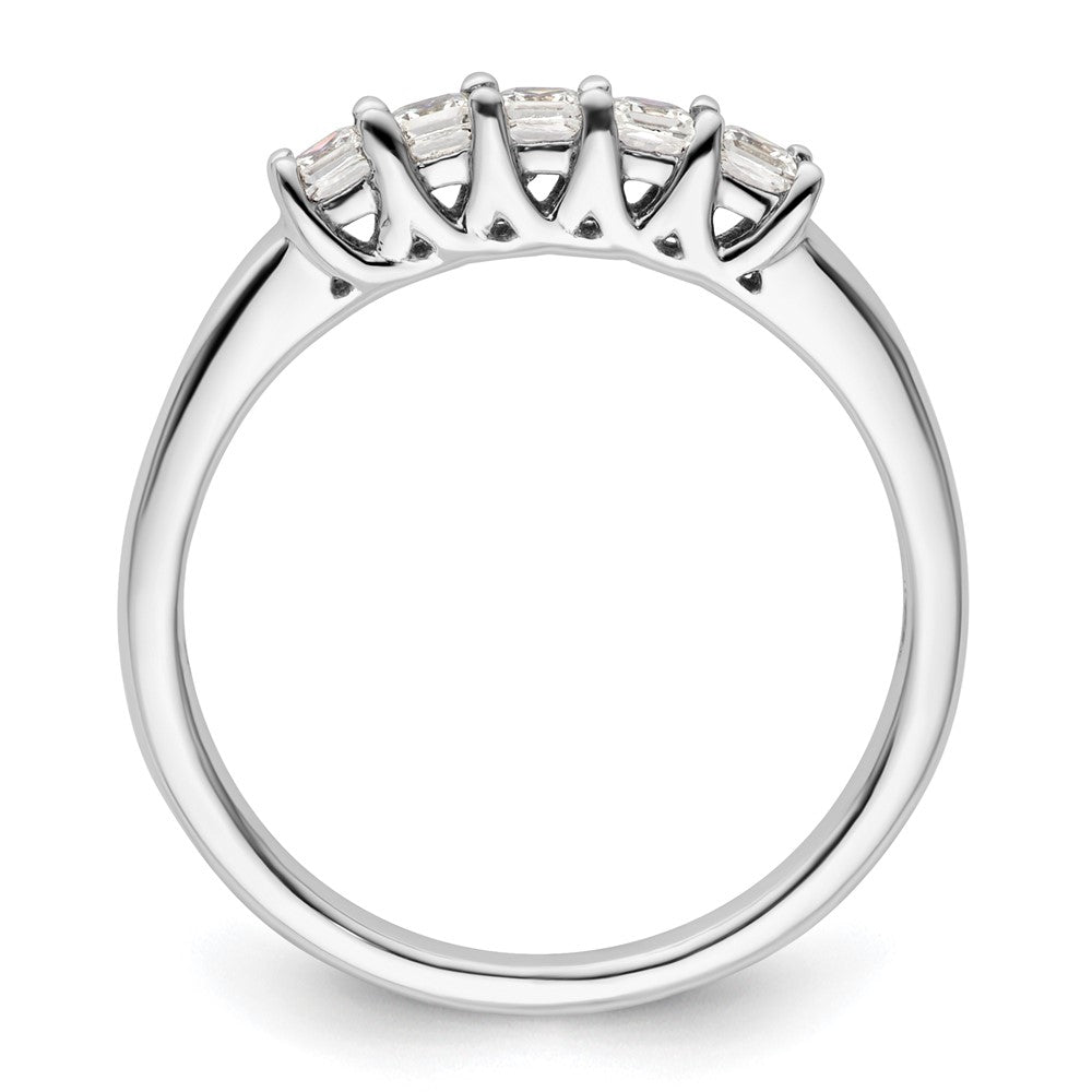 14K Weißgold Ehering mit 5 natürlichen Diamanten