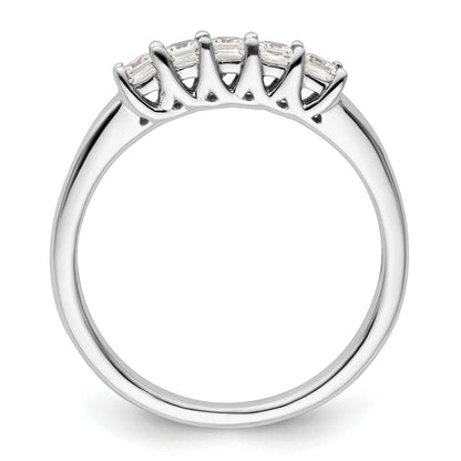14K Weißgold Ehering mit 5 natürlichen Diamanten