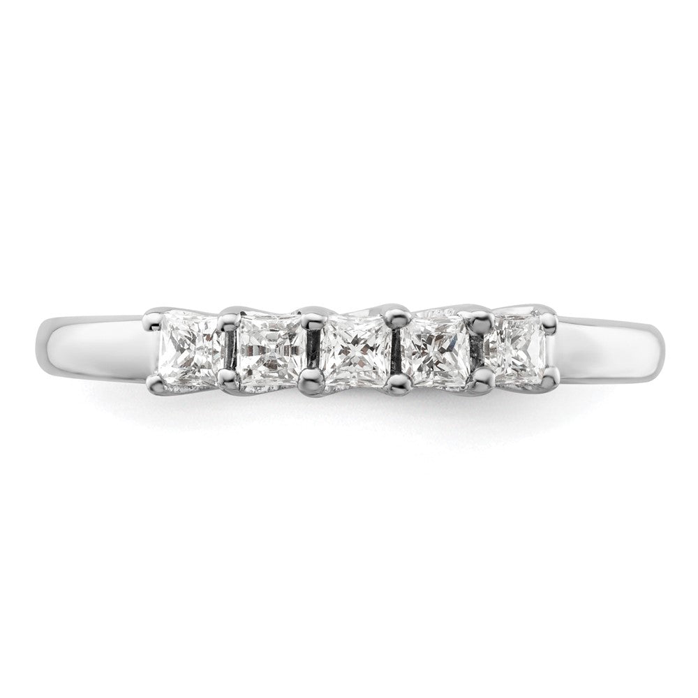 14K Weißgold Ehering mit 5 natürlichen Diamanten