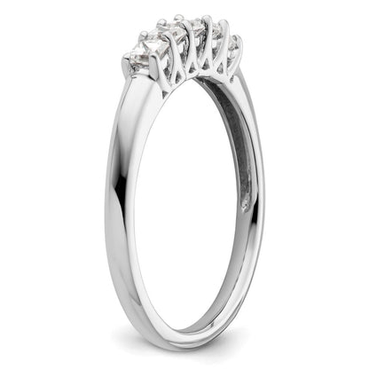 14K Weißgold Ehering mit 5 natürlichen Diamanten