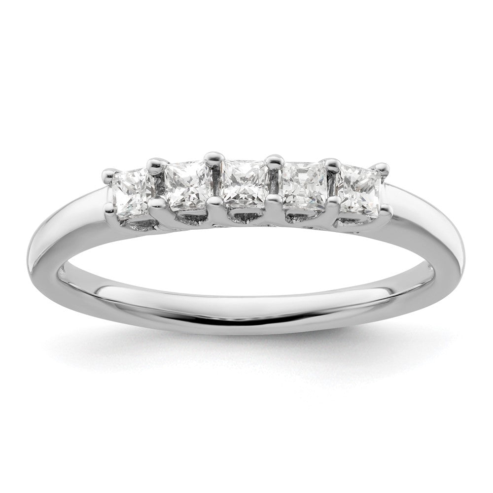 14K Weißgold Ehering mit 5 natürlichen Diamanten