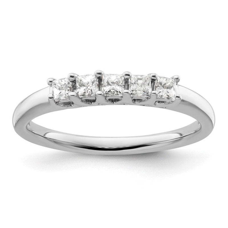 14K Weißgold Ehering mit 5 natürlichen Diamanten, 0,34 ct. Gesamtgewicht