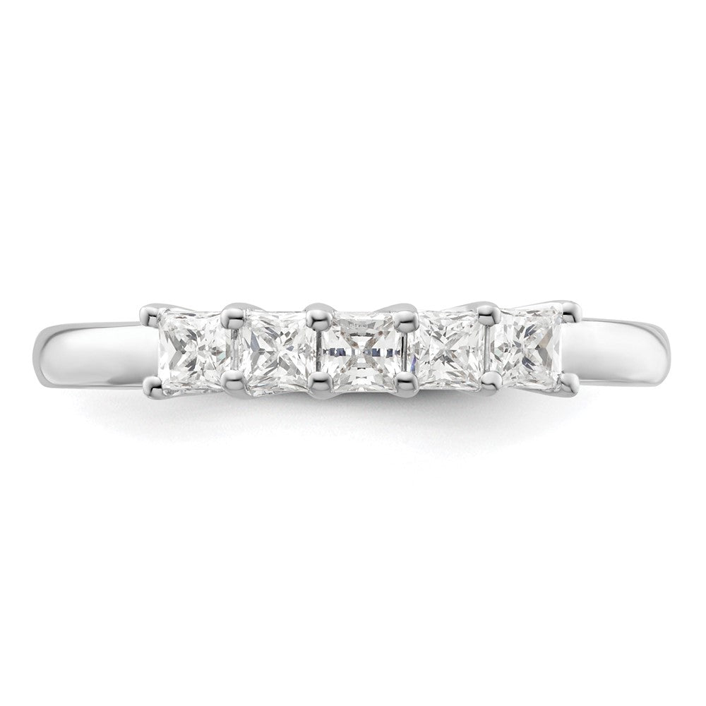 585 Weißgold Ehering mit 5 natürlichen Diamanten, 0,5 ct. Gesamtgewicht