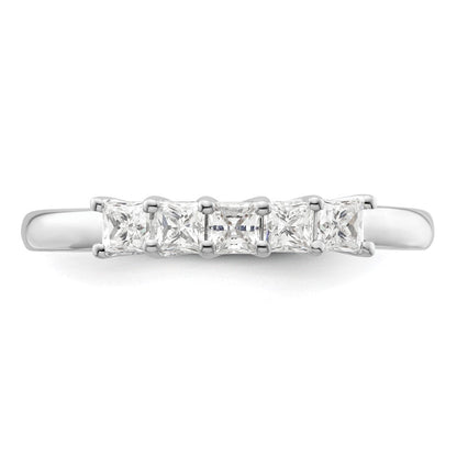585 Weißgold Ehering mit 5 natürlichen Diamanten, 0,5 ct. Gesamtgewicht