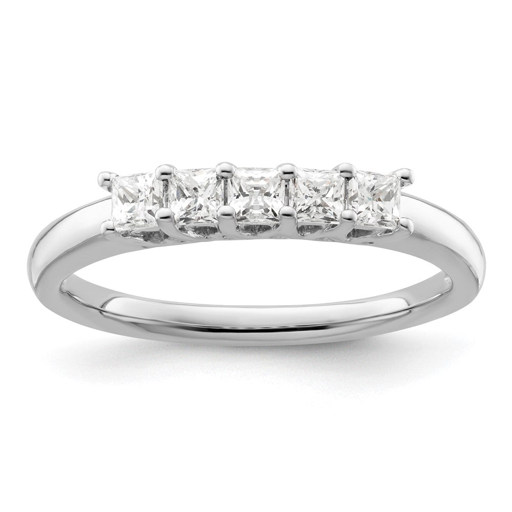 585 Weißgold Ehering mit 5 natürlichen Diamanten, 0,5 ct. Gesamtgewicht